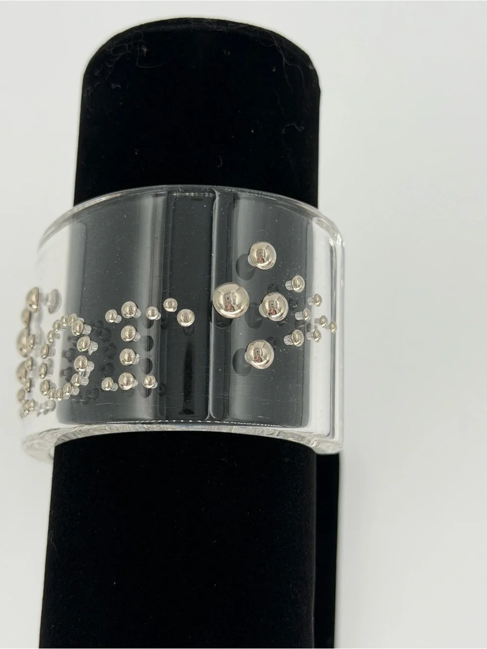 Dior Silver Studded Clear Cuff Bracelet w/COA! Gorgeous! Excellent Condition! - Picture 12 of 16